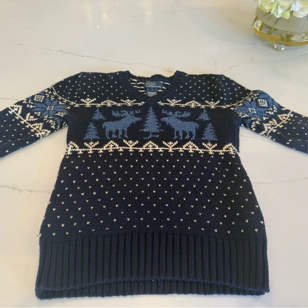 Ralph Lauren Boys Reindeer, Christmas Tree, Snowflake Sweater Size 7